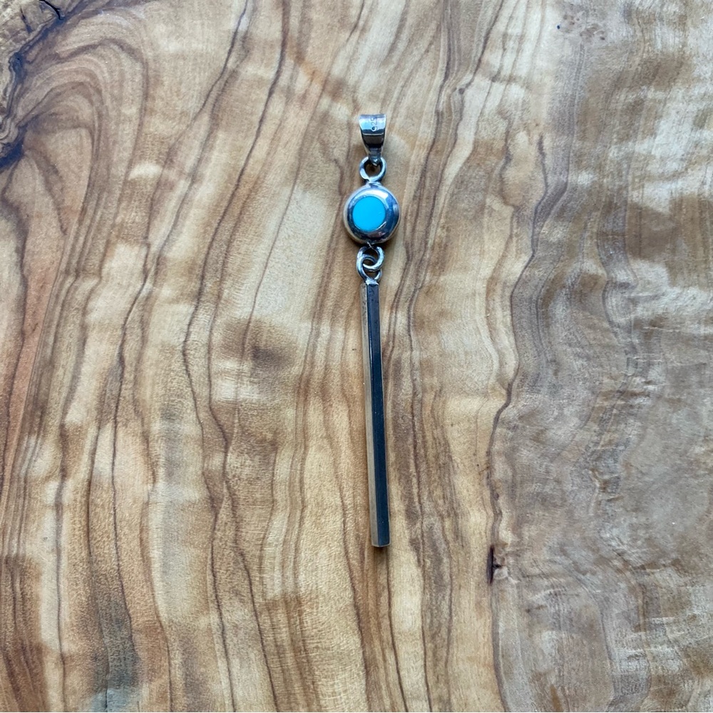 Minimalist Sterling Silver & Turquoise Necklace Pendant